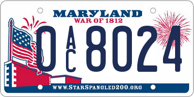 MD license plate 0AC8024