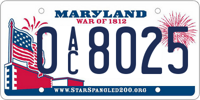 MD license plate 0AC8025