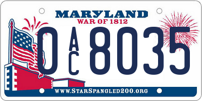 MD license plate 0AC8035
