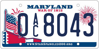 MD license plate 0AC8043