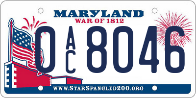 MD license plate 0AC8046
