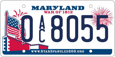 MD license plate 0AC8055