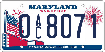 MD license plate 0AC8071