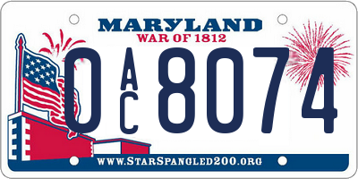 MD license plate 0AC8074