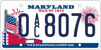 MD license plate 0AC8076