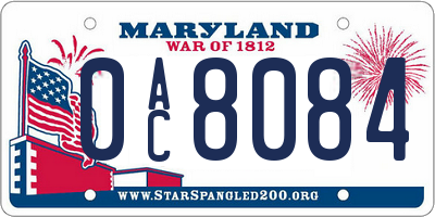 MD license plate 0AC8084