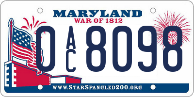MD license plate 0AC8098