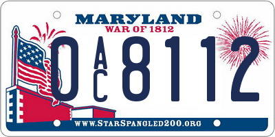 MD license plate 0AC8112