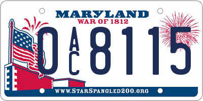 MD license plate 0AC8115