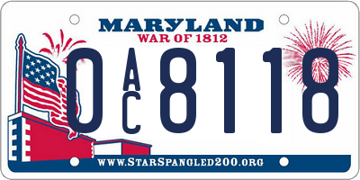 MD license plate 0AC8118