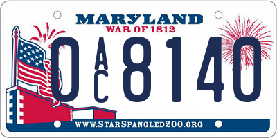 MD license plate 0AC8140