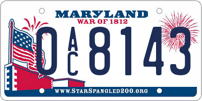 MD license plate 0AC8143