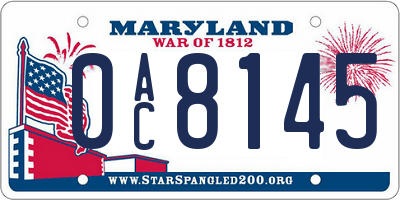 MD license plate 0AC8145