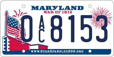 MD license plate 0AC8153