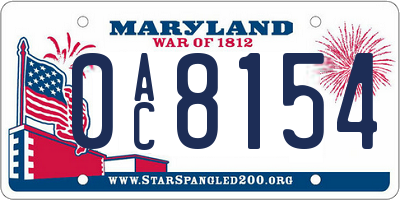 MD license plate 0AC8154