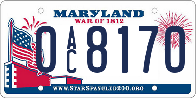 MD license plate 0AC8170