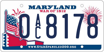 MD license plate 0AC8178