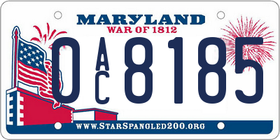 MD license plate 0AC8185