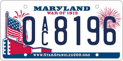MD license plate 0AC8196
