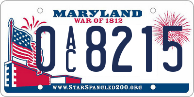 MD license plate 0AC8215