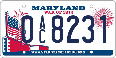 MD license plate 0AC8231