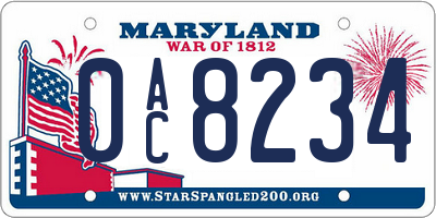 MD license plate 0AC8234