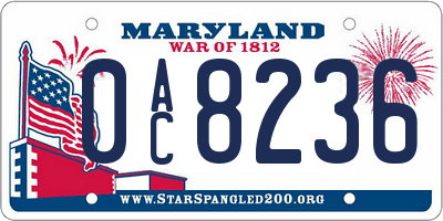 MD license plate 0AC8236