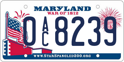 MD license plate 0AC8239