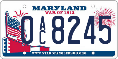 MD license plate 0AC8245