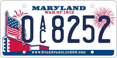 MD license plate 0AC8252