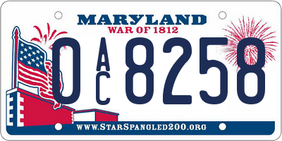 MD license plate 0AC8258