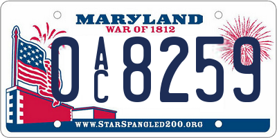 MD license plate 0AC8259