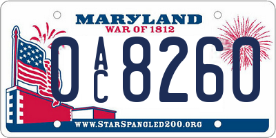 MD license plate 0AC8260