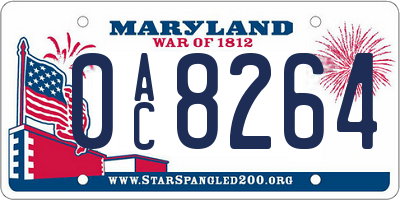 MD license plate 0AC8264