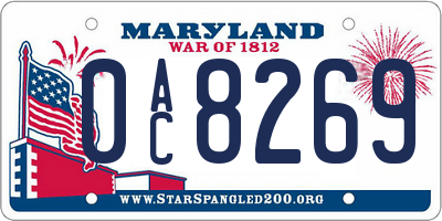 MD license plate 0AC8269