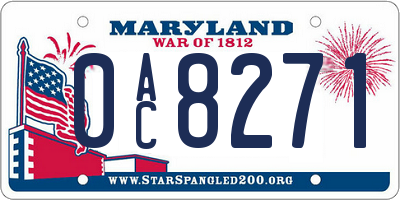 MD license plate 0AC8271