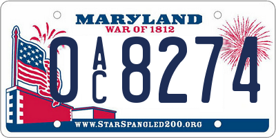 MD license plate 0AC8274