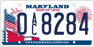 MD license plate 0AC8284