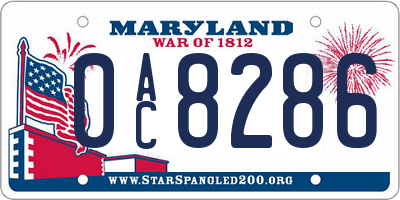 MD license plate 0AC8286