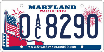 MD license plate 0AC8290
