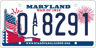 MD license plate 0AC8291