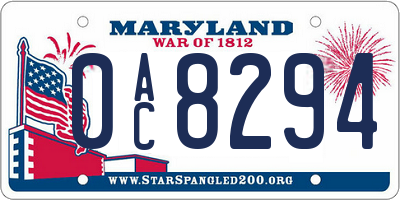 MD license plate 0AC8294