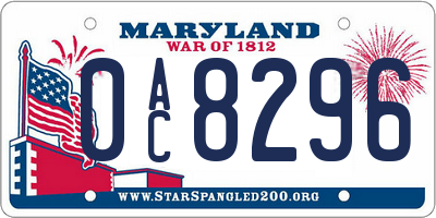 MD license plate 0AC8296