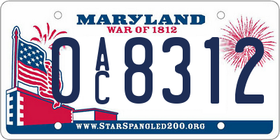 MD license plate 0AC8312