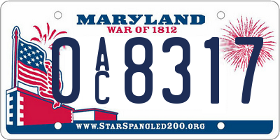 MD license plate 0AC8317