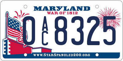 MD license plate 0AC8325