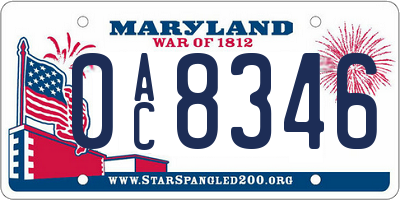 MD license plate 0AC8346