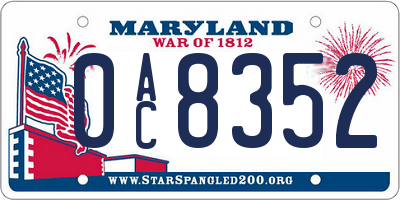 MD license plate 0AC8352