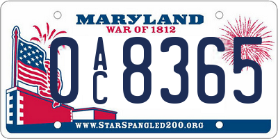 MD license plate 0AC8365
