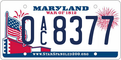 MD license plate 0AC8377